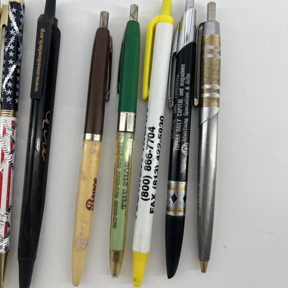 Lot of 10 Vintage Business Advertising Click Pens Collectible #5 - Picture 2 of 12
